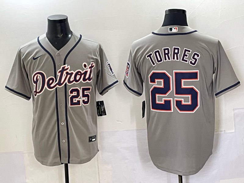 Men 2025 Detroit Tigers #25 Torres grey Game Nike MLB Jersey 004